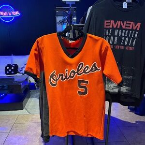 vintage Brooks Robinson #5 Baltimore Orioles orange pullover baseball jersey